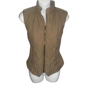 Women's Lauren Ralph Lauren Vest, S, Beige Preppy quilted adjustable winter